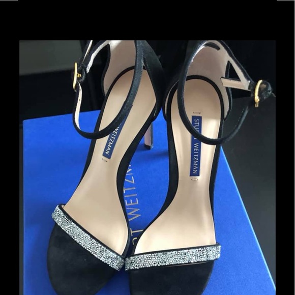 Stuart Weitzman Crystal Nudistong in Black - Picture 2 of 3
